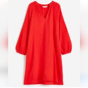 H&M vibrant red v-neck flowy dress/ cover up size L